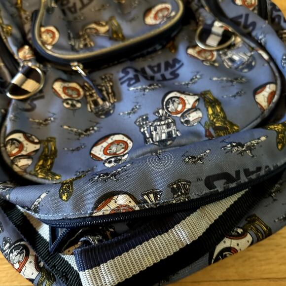 Pottery Barn Kids Star Wars Backpack Blue Droids Large Bag BB8 R2-D2 C3P0 School - Picture 4 of 10